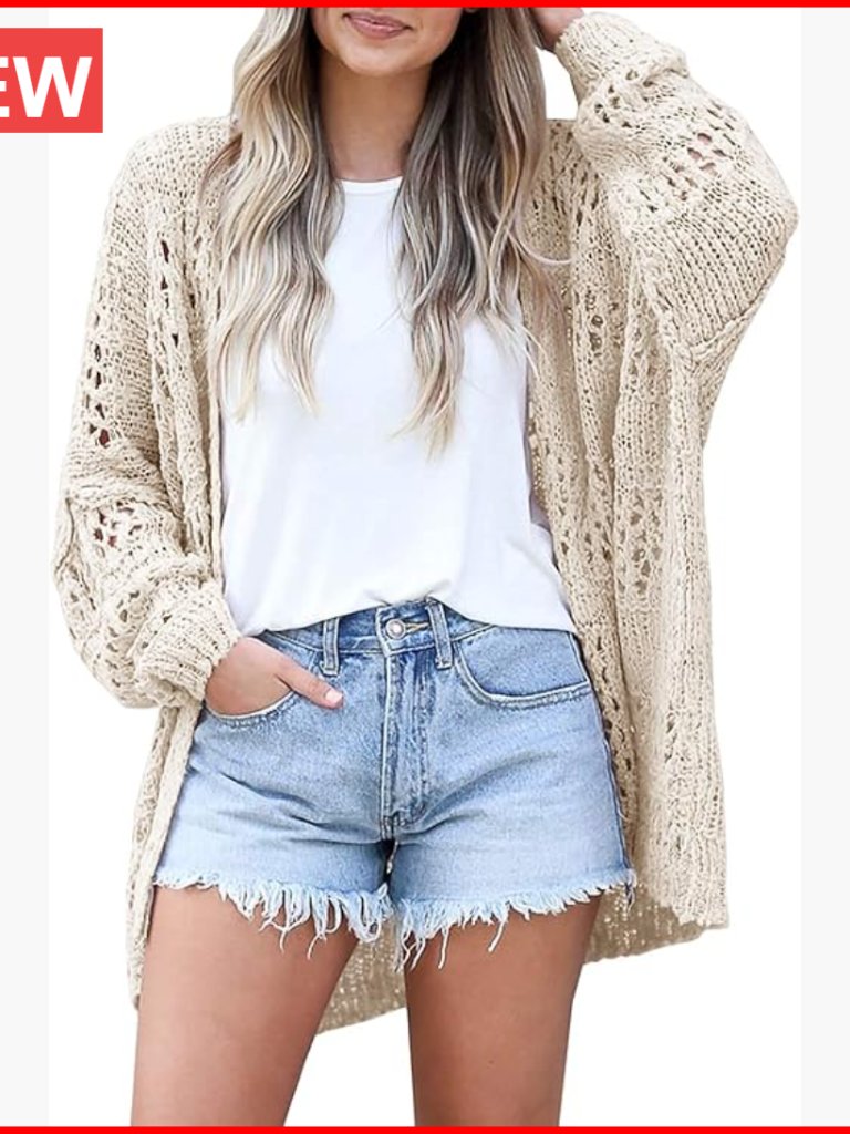 Crochet Cardigan Kimono Boho Long Sleeve Lightweight Soft Oversized